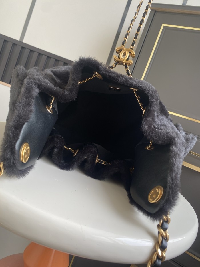 Large Shearling Flap Bag “30x26x14cm”-058 =AS5293