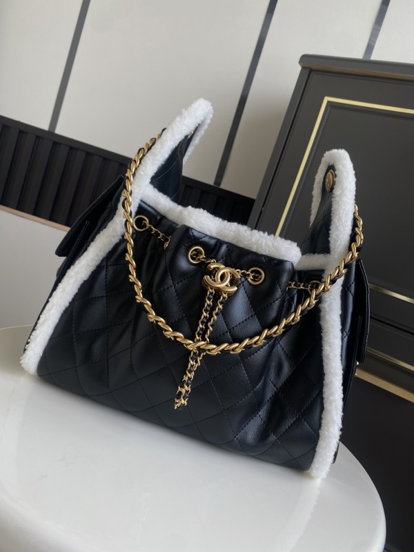 25C Large Shearling Flap Bag “30x26x14cm”-058 =AS5293