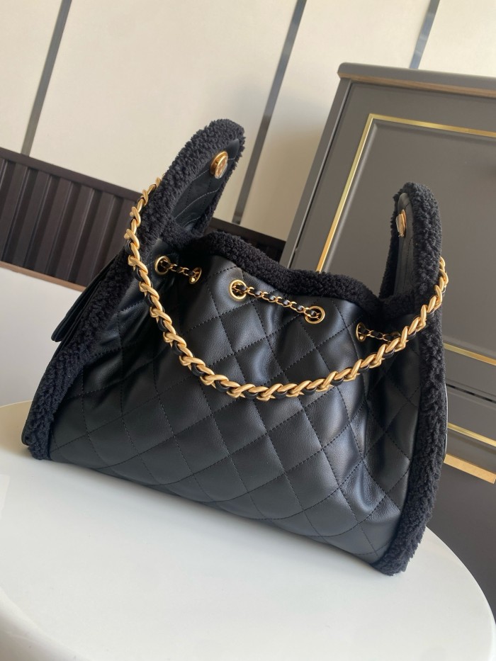 25C Large Shearling Flap Bag “30x26x14cm”-058 =AS5293