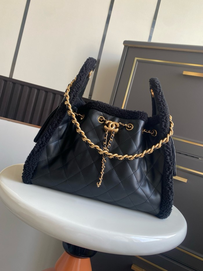 25C Large Shearling Flap Bag “30x26x14cm”-058 =AS5293