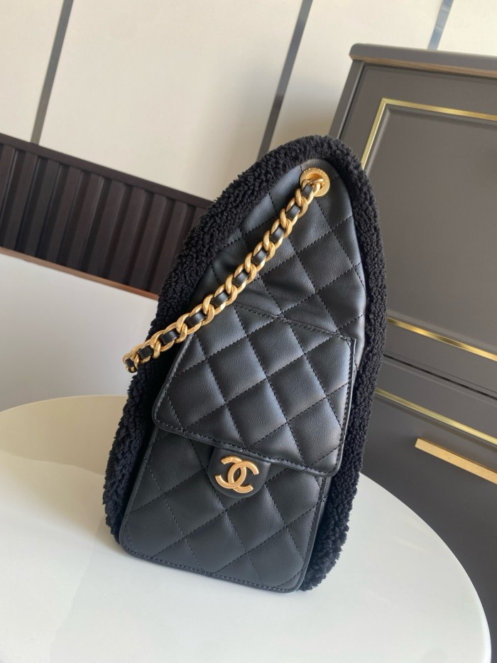 25C Large Shearling Flap Bag “30x26x14cm”-058 =AS5293