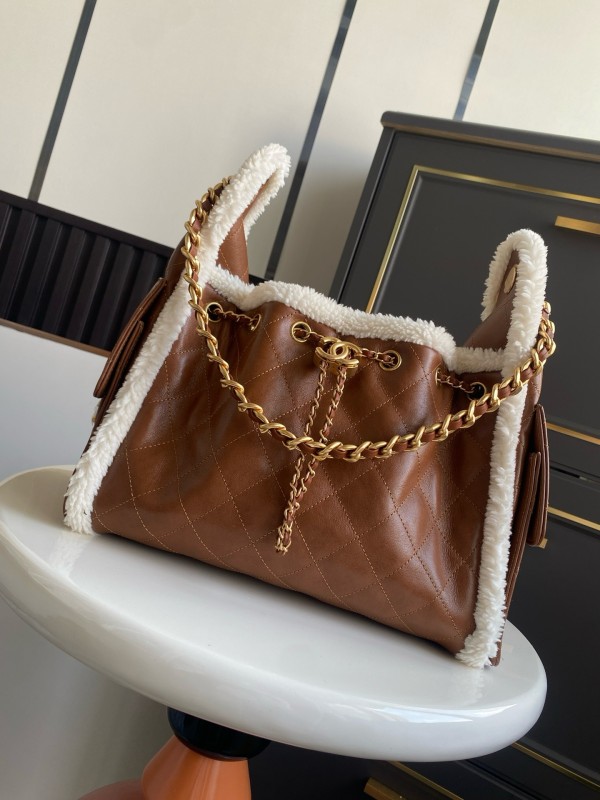 25C Large Shearling Flap Bag “30x26x14cm”-058 =AS5293