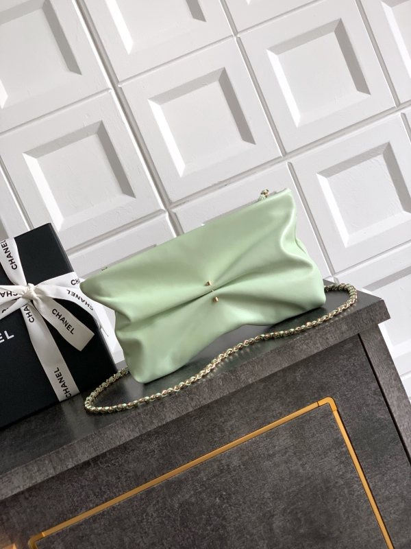 Folded Clutch with Pearl Charm “14x24x5cm”-055 =