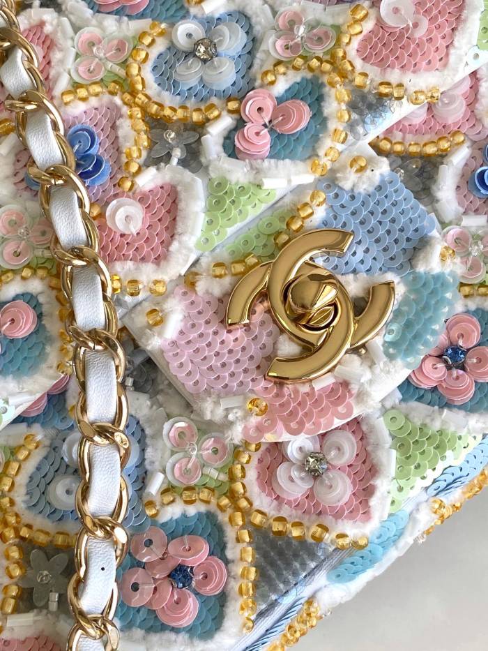 Mini Flap Bag with Sequin Embroidery “20x13x6cm”-0541 =