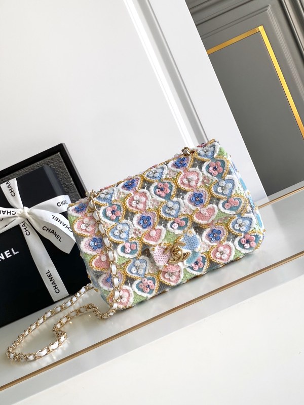 Mini Flap Bag with Sequin Embroidery “20x13x6cm”-0541 =