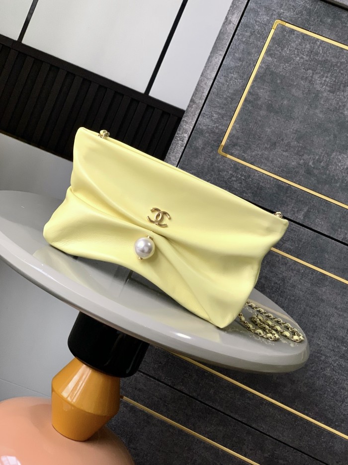 Folded Clutch with Pearl Charm “14x24x5cm”-055 =