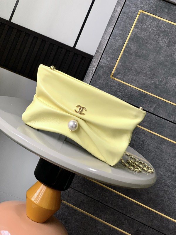 Folded Clutch with Pearl Charm “14x24x5cm”-055 =