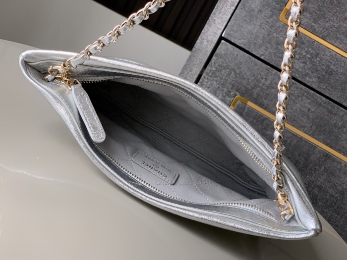 Folded Clutch with Pearl Charm “14x24x5cm”-055 =
