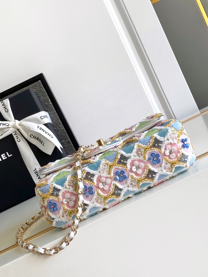 Mini Flap Bag with Sequin Embroidery “20x13x6cm”-0541 =