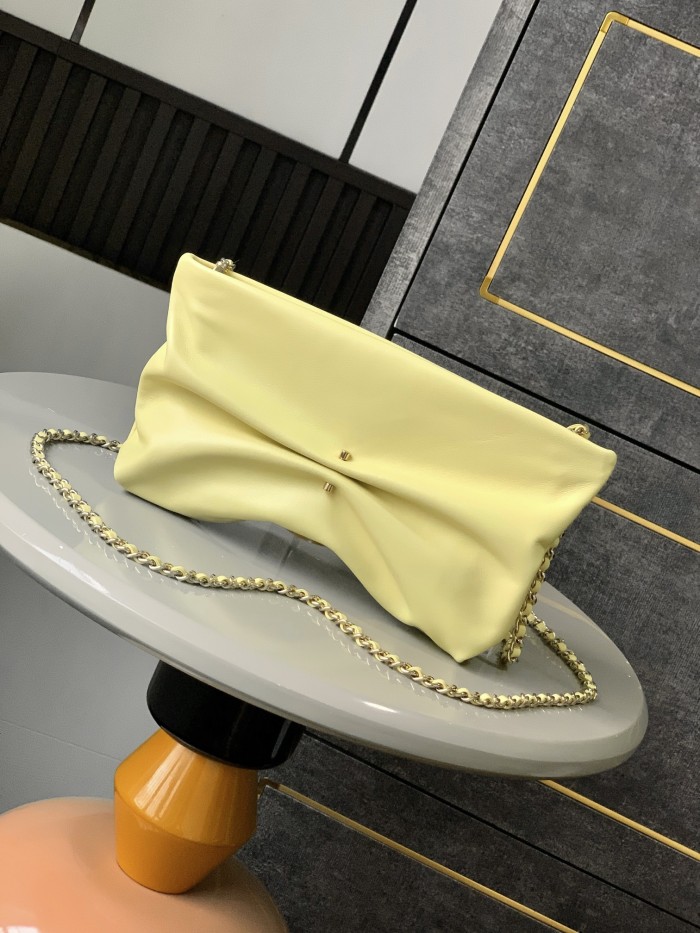 Folded Clutch with Pearl Charm “14x24x5cm”-055 =