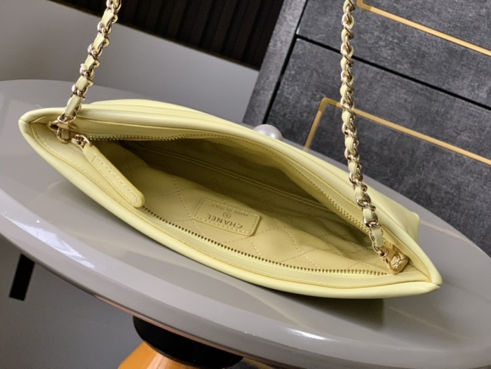 Folded Clutch with Pearl Charm “14x24x5cm”-055 =
