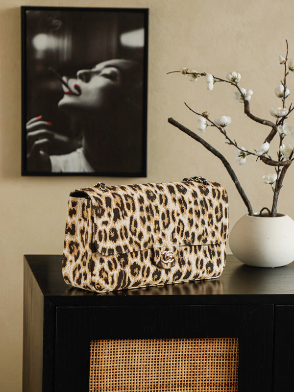 2026 Spring/Summer Runway Leopard Print Classic Flap Bag “18x33x8cm” -058 =