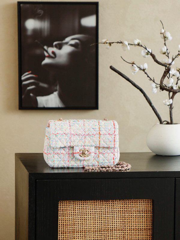 24C Tweed & Sequin Classic Flap  10x20x7cm  -005 =AS1116