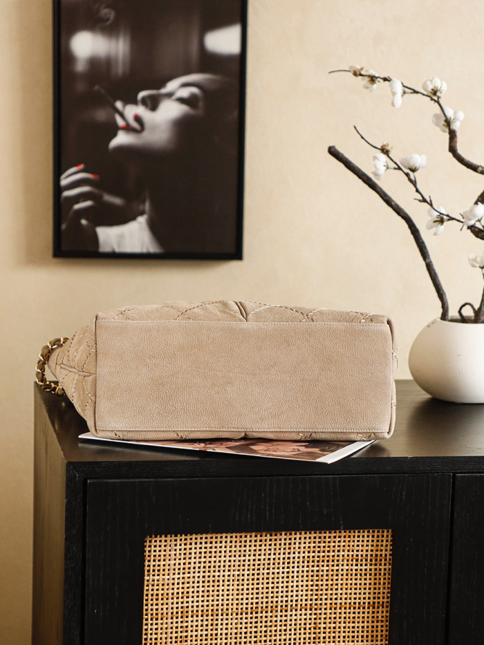 24S Suede Hobo Bag with Braided Chain “29x18x8cm” -058 =