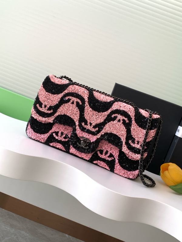 Classic Flap Bag in Sequin “15x25x7cm”-058 =AS2407