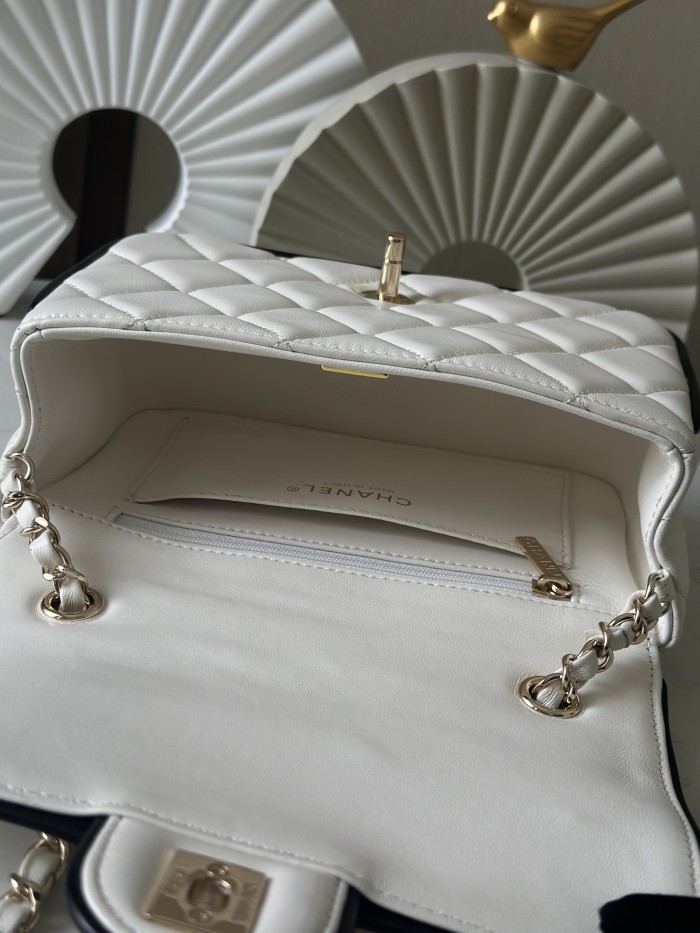 Small Flap Bag with Contrasting Trim “13.5x19.5x7cm”-057 =AS5151