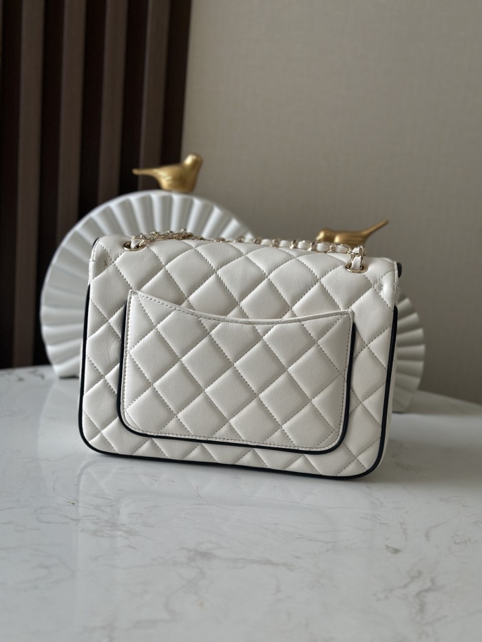 Large Flap Bag with Contrasting Trim “16.5x23.5x6.5cm”-008 =AS5150