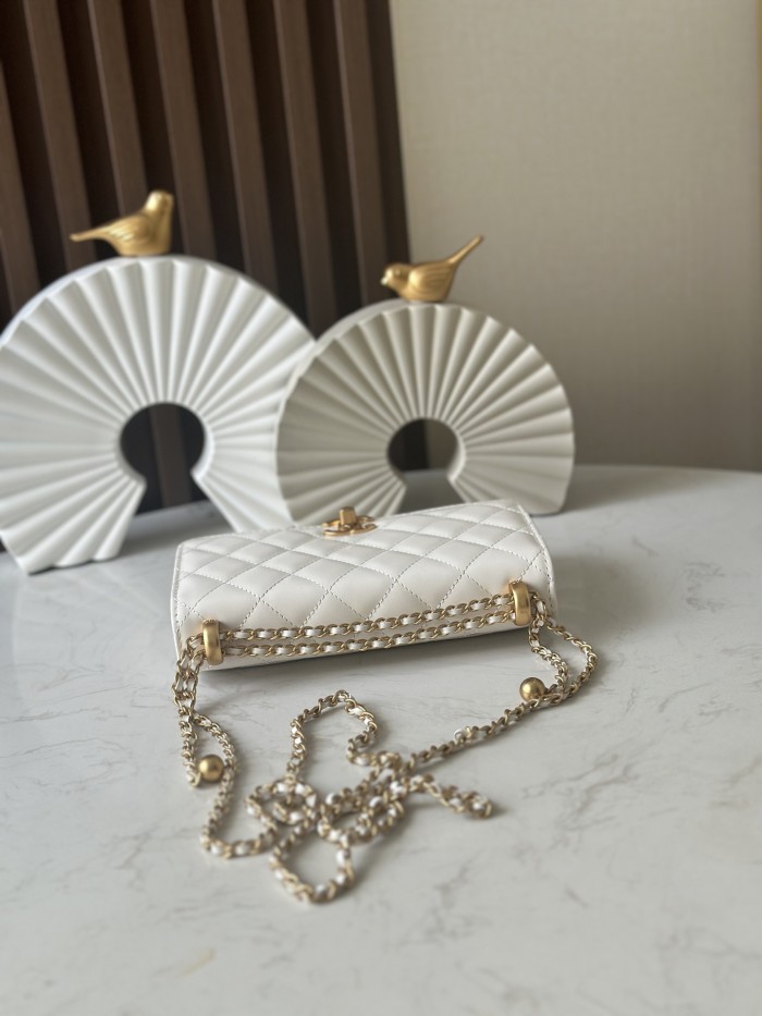 Wallet On Chain with Double Pearl Ball Chain “19.2x12.3x3.5cm” -036 =AP3580