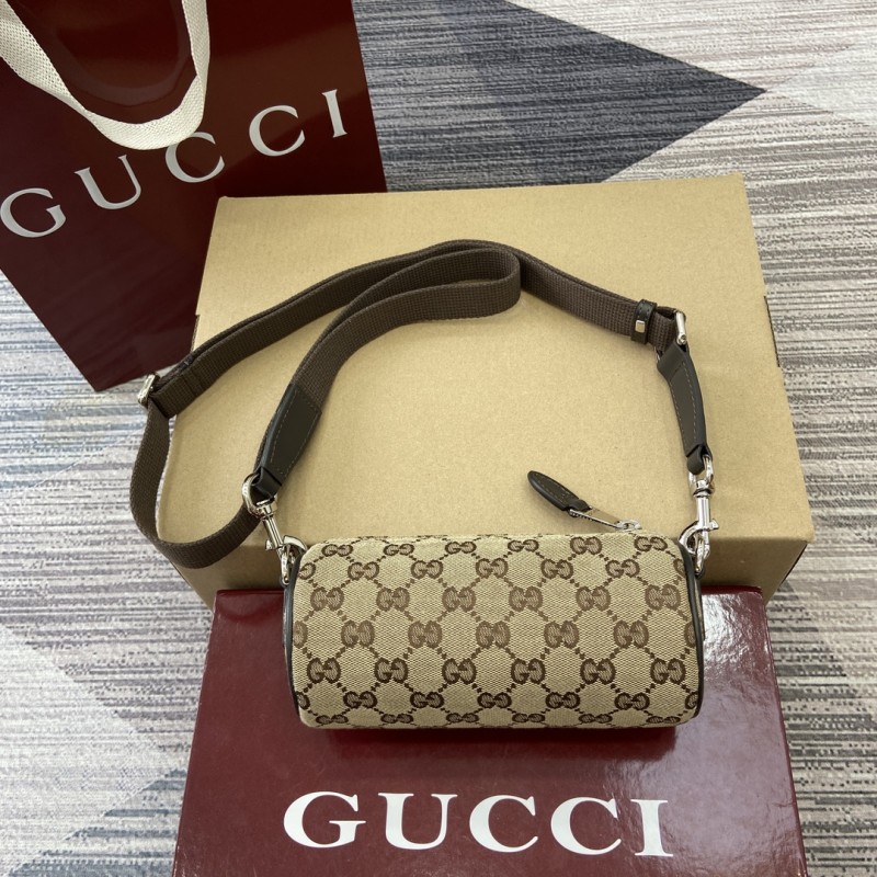 GG canvas cylinder bag“17.5x8x8CM”-083=