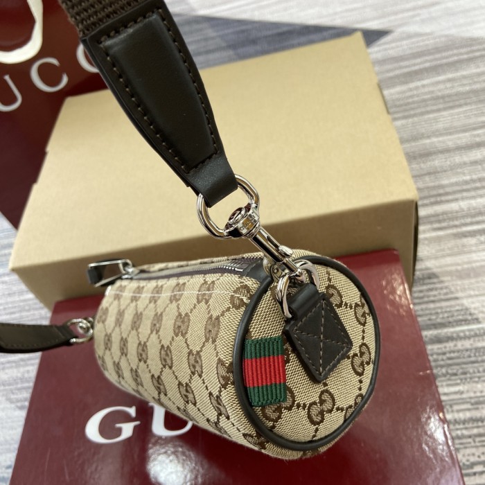 GG canvas cylinder bag“17.5x8x8CM”-083=