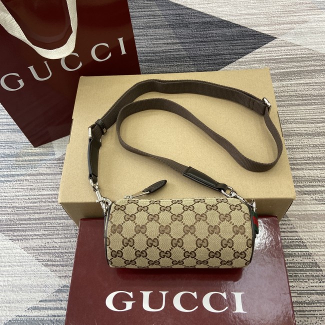 GG canvas cylinder bag“17.5x8x8CM”-083=