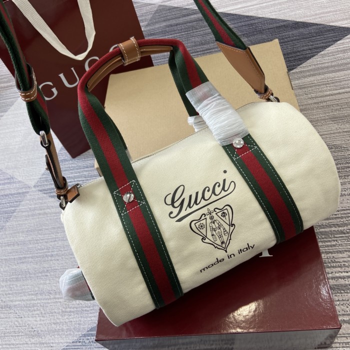 Small printed canvas duffle bag“30x16x15CM”-084=