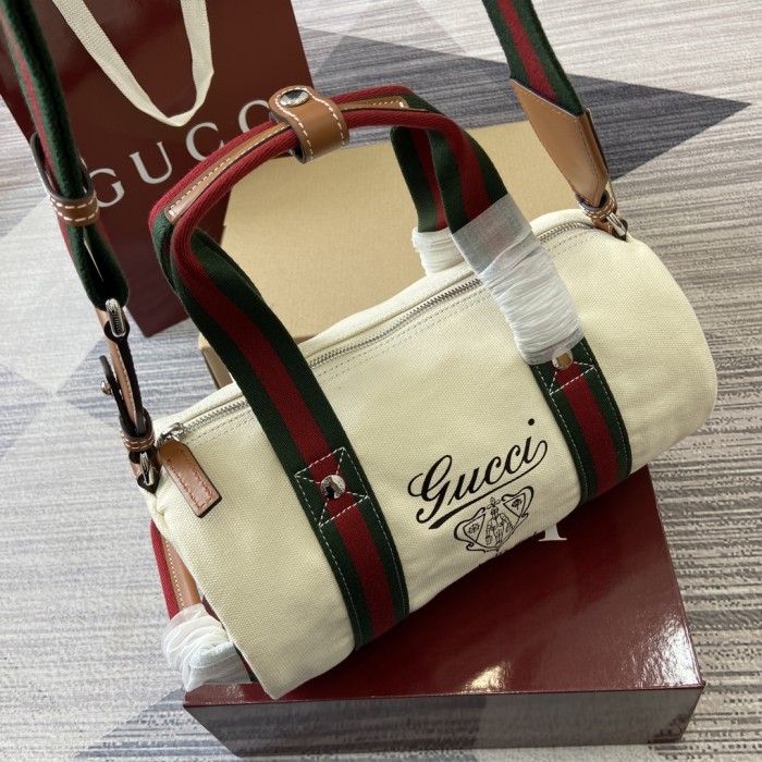 Small printed canvas duffle bag“30x16x15CM”-084=