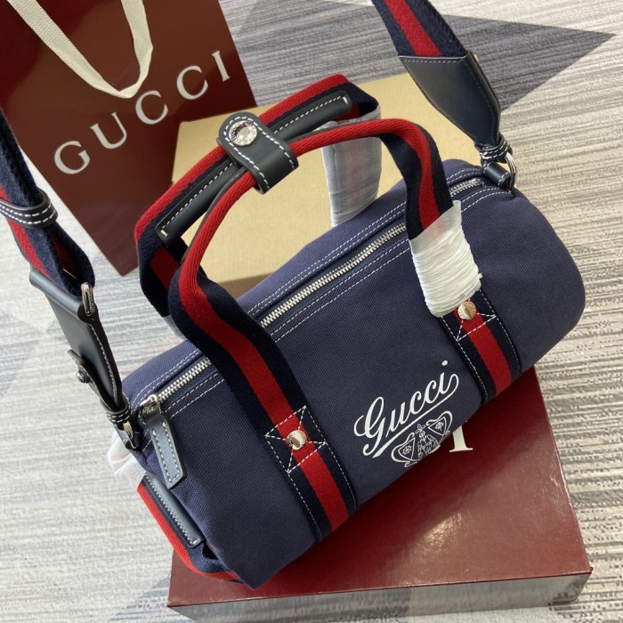 Small printed canvas duffle bag“30x16x15CM”-084=