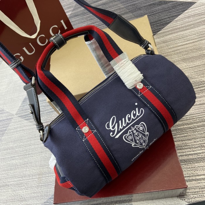Small printed canvas duffle bag“30x16x15CM”-084=