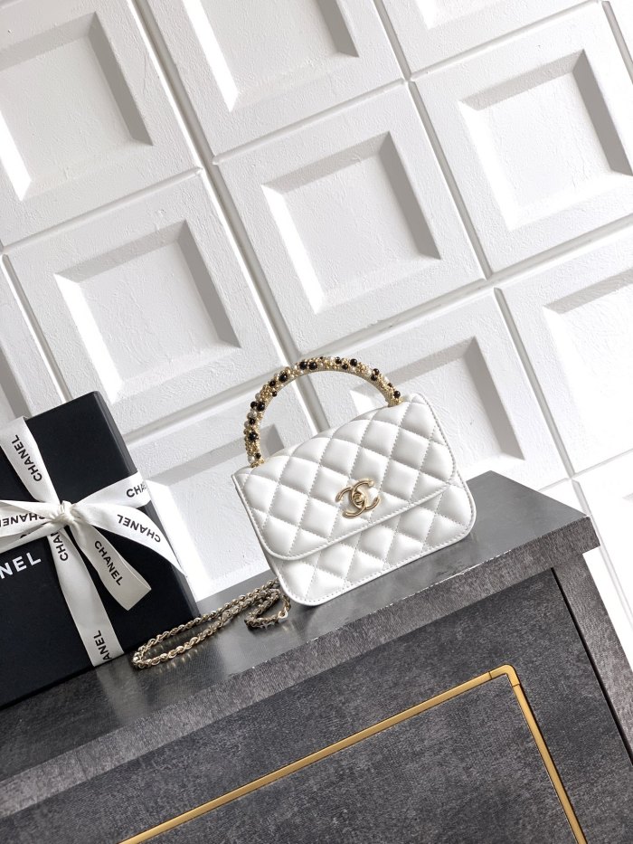 26C Pearl Handle Flap Bag “15x10.5x5.5cm” -036 =