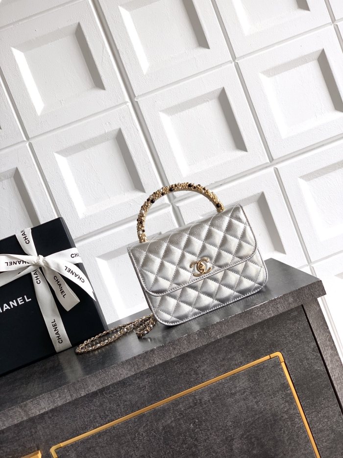 26C Pearl Handle Flap Bag “15x10.5x5.5cm” -046 =
