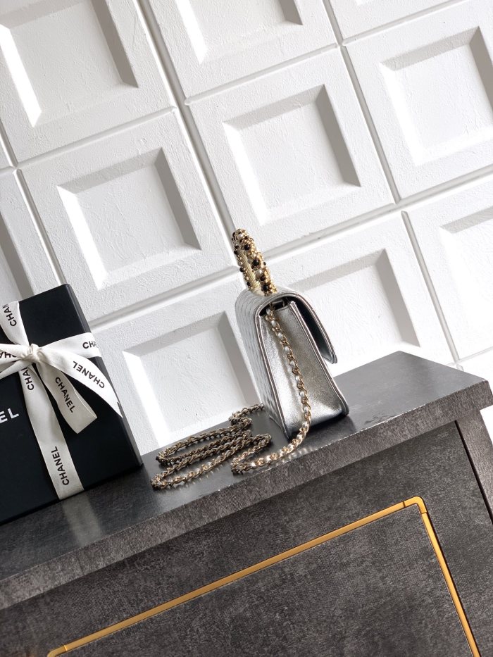 26C Pearl Handle Flap Bag “15x10.5x5.5cm” -046 =