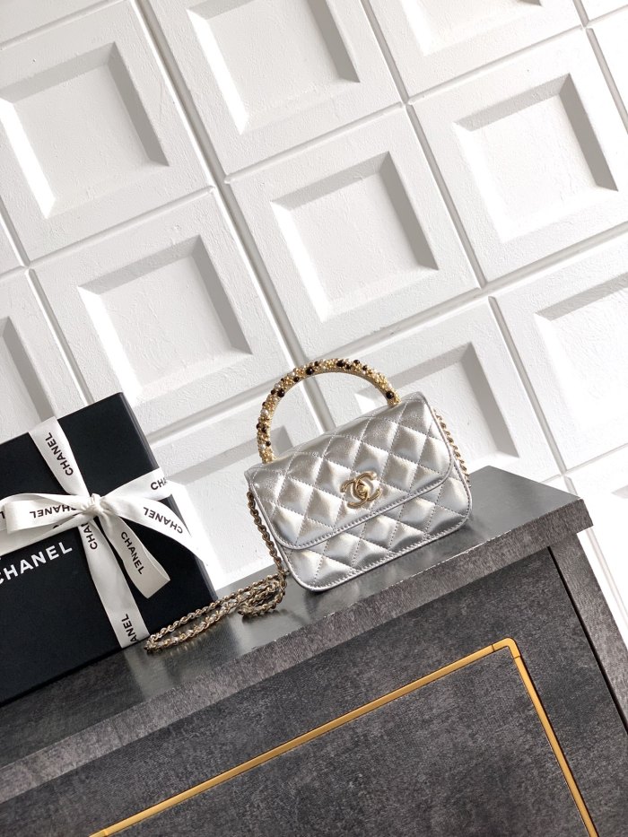 26C Pearl Handle Flap Bag “15x10.5x5.5cm” -036 =