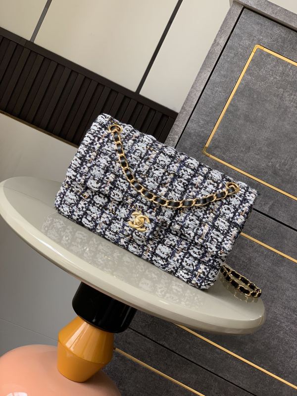 25C Classic Flap Tweed Sequin Bag “25x15x7cm” -056 =