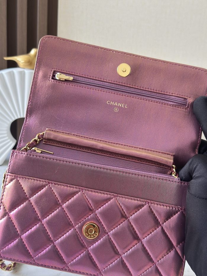 Wallet On Chain Iridescent Purple “19x10x3cm” -055 =0250