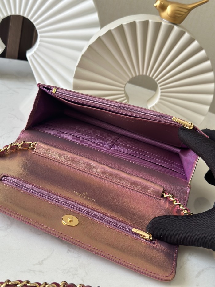 Wallet On Chain Iridescent Purple “19x10x3cm” -055 =0250