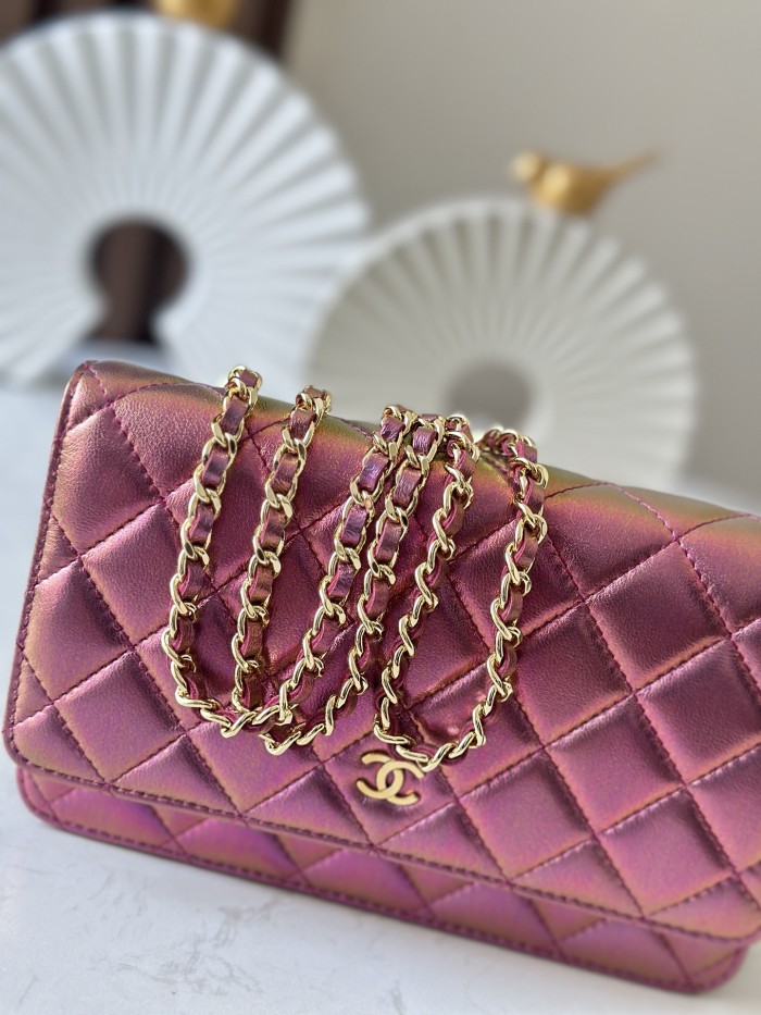 Wallet On Chain Iridescent Purple “19x10x3cm” -055 =0250