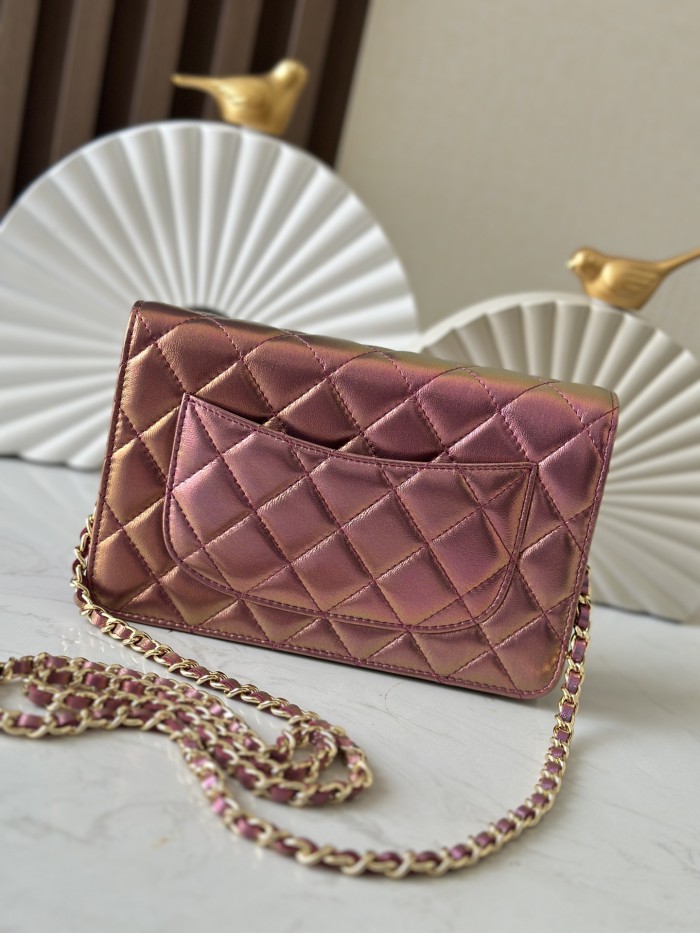 Wallet On Chain Iridescent Purple “19x10x3cm” -055 =0250