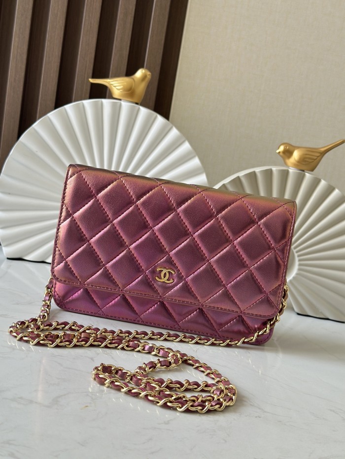 Wallet On Chain Iridescent Purple “19x10x3cm” -055 =0250