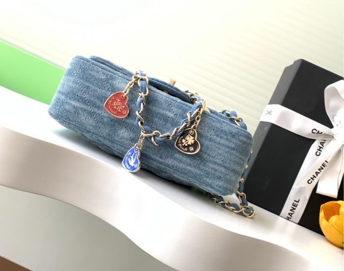Vintage Charms Denim Flap Bag Mini “20x12x6cm” -008 =AS1116