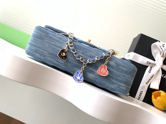 Vintage Charms Denim Flap Bag “25x15x7cm” -0001 =AS1112