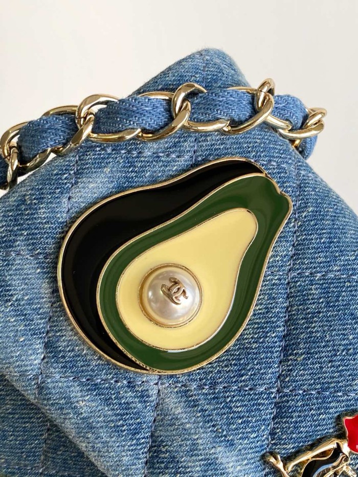 Vintage Charms Denim Flap Bag Mini “20x12x6cm” -008 =AS1116