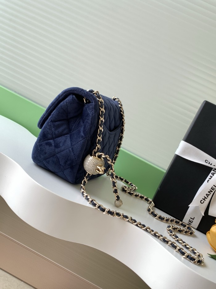 25A Classic Flap Velvet Bag with Crystal Ball “18x13x7cm” -026 =AS1786