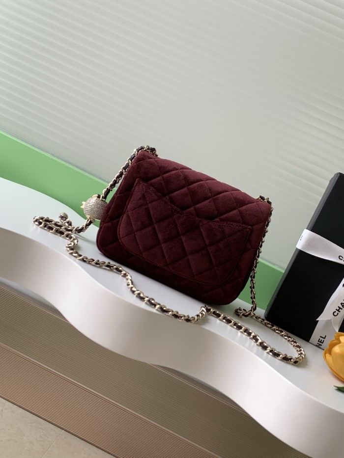 25A Classic Flap Velvet Bag with Crystal Ball “18x13x7cm” -026 =AS1786