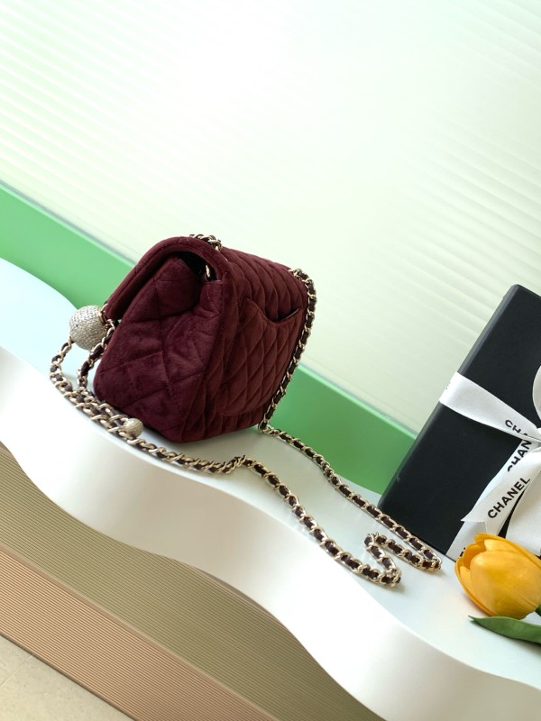 25A Classic Flap Velvet Bag with Crystal Ball “20x13x7cm” -036 =AS1787
