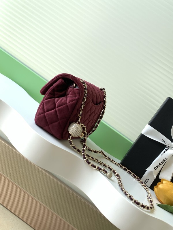 25A Classic Flap Velvet Bag with Crystal Ball “20x13x7cm” -036 =AS1787