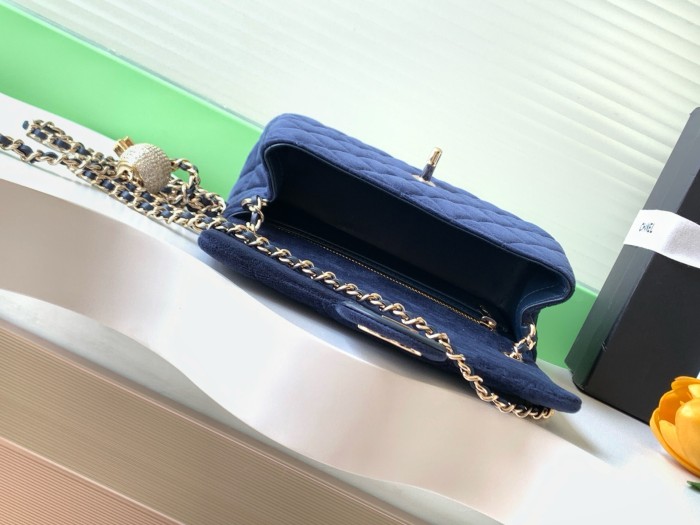 25A Classic Flap Velvet Bag with Crystal Ball “20x13x7cm” -036 =AS1787