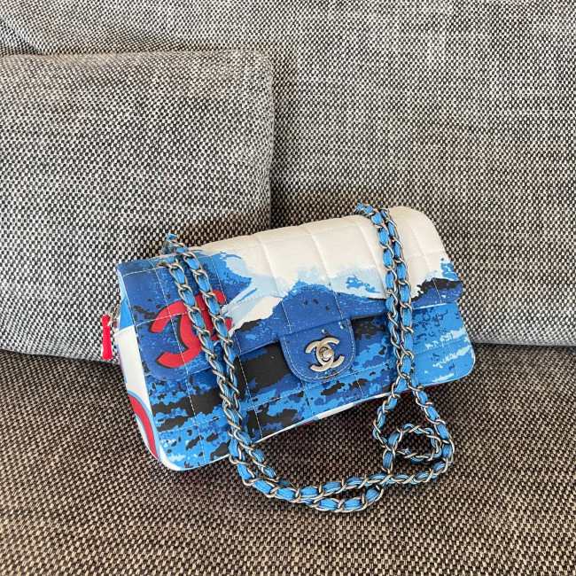 Vintage Wave Print Flap Bag “25x15x7cm” -058 =