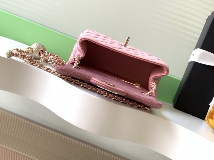 25A Classic Flap Velvet Bag with Crystal Ball “18x13x7cm” -026 =AS1786
