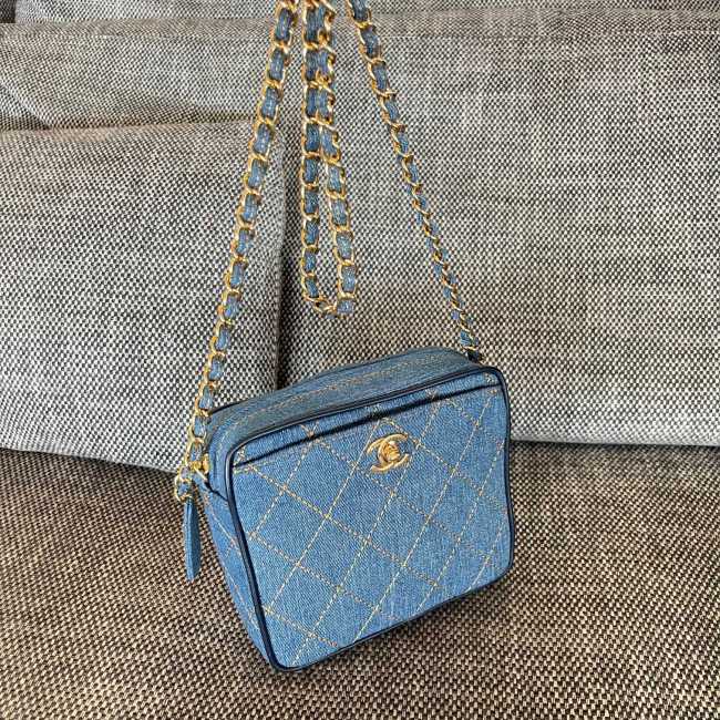 Vintage Denim Camera Bag “17.5x15.5x6.5cm” -007 =